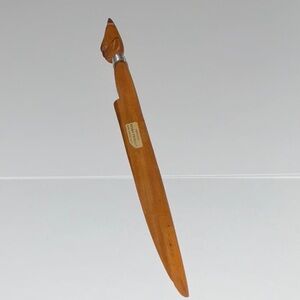 Vintage Besmo Hand Carved Letter Opener Tribal Art Silver-Tone Coil Necklace